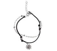 Mirweon Tobilleras con inicial para mujer, tobillera de sol con dije de doble capa, tobilleras para mujer, joyería para adolescentes