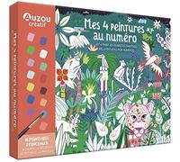 Auzou Estuche de artista – Mis 4 pinturas por números con 16 pinturas y 2 pinceles