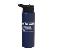 Mis cinco estados de ánimo demasiado viejo cansado Sobrio No hay tiempo Dinero Sarcástico Stainless Steel Insulated Water Bottle