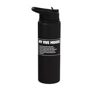 Mis cinco estados de ánimo demasiado viejo cansado Sobrio No hay tiempo Dinero Sarcástico Stainless Steel Insulated Water Bottle