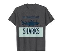 Mis compañeros de Trabajo Son Tiburones Humor de Oficina Divertido Camiseta, Hombre, Jaspeado Oscuro, 4XL