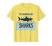 Mis compañeros de Trabajo Son Tiburones Humor de Oficina Divertido Camiseta, Hombre, Limón, 3XL