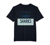 Mis compañeros de Trabajo Son Tiburones Humor de Oficina Divertido Camiseta, Hombre Tallas Grandes, Negro, 4X Alto