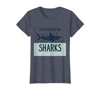 Mis compañeros de Trabajo Son Tiburones Humor de Oficina Divertido Camiseta, Mujer, Azul Jaspeado, 3XL