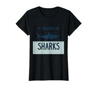 Mis compañeros de Trabajo Son Tiburones Humor de Oficina Divertido Camiseta, Mujer, Negro, 3XL