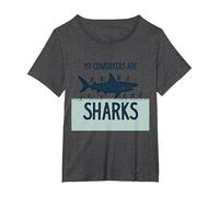 Mis compañeros de Trabajo Son Tiburones Humor de Oficina Divertido Camiseta, Mujer Tallas Grandes, Jaspeado Oscuro, 4XL Grande