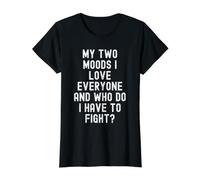 mis Dos Estados de ánimo Amo a Todos y con quien Tengo Que Luchar Camiseta gráfica económica, Mujer, Negro, XS