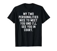 mis Dos personalidades Encantado de conocerte y te veré en Camiseta gráfica económica, Hombre, Negro, M