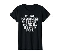 mis Dos personalidades Encantado de conocerte y te veré en Camiseta gráfica económica, Mujer, Negro, XL