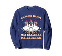 Mis Gallinas Me Esperan | Granjero | Granja | Pollos Sudadera, Unisex para Adultos, Azul Marino, XXL