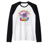 Mis Habilidades sociales Son Rusty Skull Rainbow Camiseta Manga Raglan