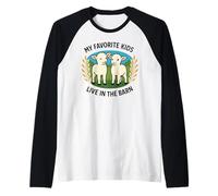 Mis hijos favoritos viven en el granero Lindo Cordero Divertido Humor de granja Camiseta Manga Raglan