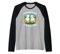 Mis hijos favoritos viven en el granero Lindo Cordero Divertido Humor de granja Camiseta Manga Raglan