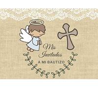 Mis Invitados a mi Bautizo: Libro de firmas para Bautizo para Niño mensajes y autografos para cumpleaños invitados a celebracion fiesta catolica 40 paginas a color 8.25 x 6 in