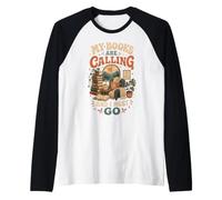 Mis Libros están Llamando y Debo IR al Lector Amante de los Libros Camiseta Manga Raglan