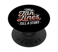 Mis líneas de bronceado cuentan una historia Quemadura solar PopSockets PopGrip Adhesivo