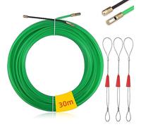 Mis.Moon 30M Cable Retráctil De Alambre, Con 3 Muelles Guía, Cinta Retráctil φ4mm De DiáMetro, Ayuda De Tracción De Cable En Cinta Ideal Para Tendido De Cables, Tubos Vacíos -Verde