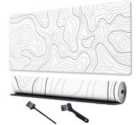 Mis.Moon Alfombrilla de ratón grande para juegos, mapas topográficos con bordes cosidos, alfombrilla de ratón para juegos, elegante alfombrilla de ratón con base antideslizante (blanco, 30 x 80 cm)