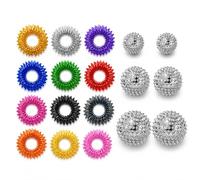 Mis.Moon Juego de 52 anillos de masaje para dedos, 8 colores, antiestrés, antiestrés, reductor de estrés y masajeador (12 unidades + 6 bolas plateadas)