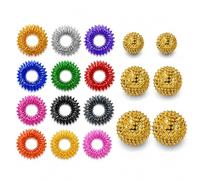 Mis.Moon Juego de 52 anillos de masaje para dedos, 8 colores, antiestrés, antiestrés, reductor de estrés y masajeador (12 unidades + 6 bolas de oro)