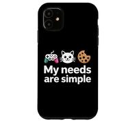 Mis Necesidades Son Simples, Divertidas, Gamer, Gatos, Galletas, Humor Carcasa para iPhone 11