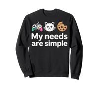 Mis Necesidades Son Simples, Divertidas, Gamer, Gatos, Galletas, Humor Sudadera