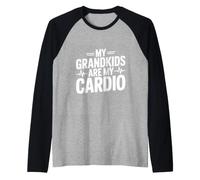 Mis Nietos Son mi Cardio Divertido para los Abuelos Camiseta Manga Raglan