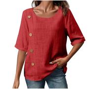 Mis Pedidos Camiseta Basicas Mujer Manga 3/4 Camisetas de Algodón Primavera Otoño Cuello Redondo Casual Color Sólido Basic Blusa Tops Transpirable Casual Shirts Oficina Fiesta Superior Original Tops