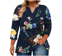 Mis Pedidos Camiseta Manga Larga Mujer,Talla Grande Camisetas Básico de Rayas Cuello V Primavera Otoño Casual Estampado Sueltos Túnica Cómodo Camisa Informal Trabajo de Oficina Diario Tops tee