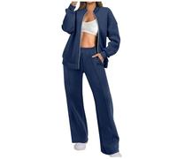 Mis Pedidos Conjunto Deportivo Mujer,Chandal Mujer de Dos Piezas Sueltos Color Solido Conjuntos Chaqueta Deportivos y Pantalones Anchos Rectos con Bolsillos Trajes Cómodo Conjuntos Jogger Mujer