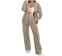 Mis Pedidos Conjunto Deportivo Mujer,Chandal Mujer de Dos Piezas Sueltos Color Solido Conjuntos Chaqueta Deportivos y Pantalones Anchos Rectos con Bolsillos Trajes Cómodo Conjuntos Jogger Mujer