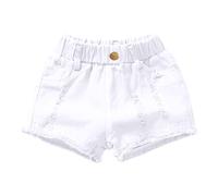Mis Pedidos Pantalon Corto Niña,Pantalones Vaqueros Cortos para Niños Cintura Alta Pantalones Cortos Casuales Ligeros de Verano para Niños y Niñas Color Sólido Versátil Rotos Pantalon de Mezclilla