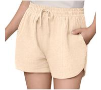 Mis Pedidos Pantalones Cortos Niña Algodón y Lino Short Verano Monocolor Pantalon Corto Niño Cintura Elástica Cordón Pantalón Corto Deportivos para Correr Ciclismo Ligero Cómodo Bermudas 5-16 Años