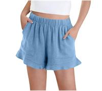 Mis Pedidos Pantalones Cortos para Niña Algodón y Lino Short Verano Monocolor Pantalon Corto Niño Cintura Elástica Pantalón Corto Deportivos para Correr Ciclismo Ligero Cómodo Bermudas Verano
