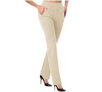 Mis Pedidos Pantalones Mujer Vestir,Pantalones Acampanados de Cintura Alta para Mujer Ajustada Pantalones Acampanados Cómodos de Pierna Rectos Pantalón Largo Trabajo con Bolsillos Pantalones Casuales