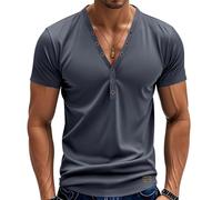 Mis Pedidos Realizados Trabajo Cuello Panadero Camisetas Hombre Marca Camisa Manga Corta Slim Fit Tshirt Homem Gimnasio Running Oversize 3XL Henley Gris Lisas Camiseta Hombre Manga Corta Gris M
