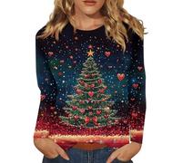 Mis Pedidos, Sudaderas Mujer Manga Larga Estampado Cálido Tops Sweatshirt Otoño Suéter Navideño Deportivo Cómodos Jersey Largo Mujer Invierno Navidad Comodo Sudadera 01 Azul 0scuro M