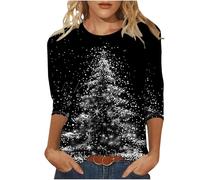 Mis Pedidos Sudaderas Navidad Tallas Grandes Camiseta Navidad Mujer Manga Larga con Estampado de Árbol de Navidad Xmas Sweatshirt Informales Chica Elegante Jersey Navideño Blusas Año Nuevo Abrigo