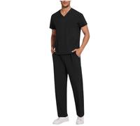 Mis Pedidos Uniforme Sanitario Hombre,Conjunto de Uniformes médicos para hombre cuello v Trabajo Médico manga corta y pantalón largo con bolsillos Uniformes de enfermería Color Sólido ropa Trabajo