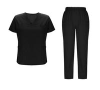 Mis Pedidos Uniforme Sanitario Mujer,Conjunto de Uniformes Médicos para Mujer Cuello V Camisetas Manga Corta y Pantalón Largo con Bolsillos Uniformes de Enfermería Color Sólido Ropa Trabajo