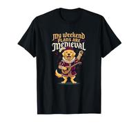 Mis Planes de Fin de Semana Son Medieval Golden Retriever Bard Humor Camiseta