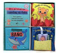 Mis primeros cuentos de bebé - Tres cuentos interactivos para los más pequeños: ¡Un libro de tela con solapas, un libro de tela con un juguete y un ... y un libro para el baño con tinta mágica!