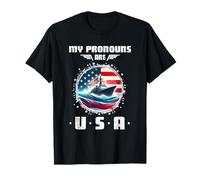 Mis pronombres son buque de guerra de EE. UU. Divertido 4 de julio americano Camiseta