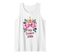MIS QUINCE ANOS | Quinceañera Con Rosas Y Rosa Camiseta sin Mangas