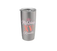 Mis Quince Renata 15 Quinceañera Fiesta Mexicana Cumpleaños XV Vaso térmico de acero inoxidable de doble pared