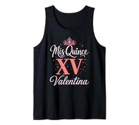 Mis Quince Valentina 15 Quinceañera Fiesta de Cumpleaños Mexicana Camiseta sin Mangas