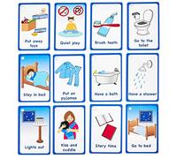 Mis Tarjetas de Rutina de la Hora de acostarse 12 Tarjetas PECS para Ayuda Visual Ed, retraso del Habla No Verbal Niños y Adultos con Autismo o Necesidades Especiales
