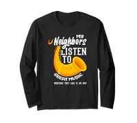 Mis vecinos escuchan Buena música Saxofón Saxofonista Manga Larga