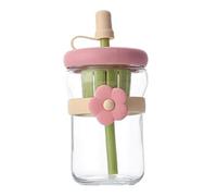 Misaakoeq Botella de agua de vidrio transparente de 500 ml, reutilizable, a prueba de fugas, para bebidas frías y calientes, té, leche, mujeres, hombres, oficina en casa, gimnasio