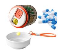 Misaakoeq Pastillero portátil, pastillero de viaje, pequeño pastillero con compartimento para contener aceite de pescado, aceite de hígado de bacalao